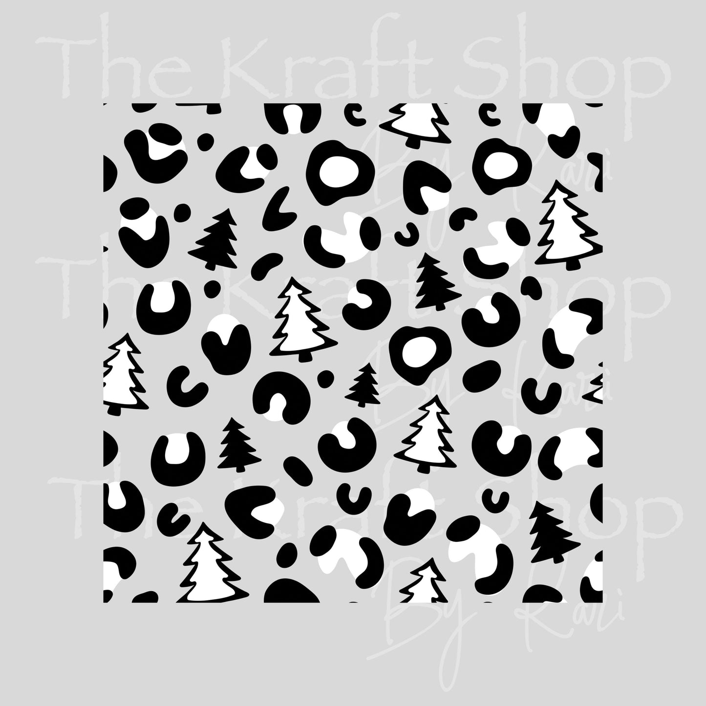 UV DTF Sticker print Leopard Cheetah trees Christmas Element sheet 8x8 decal, tumbler decal #7530