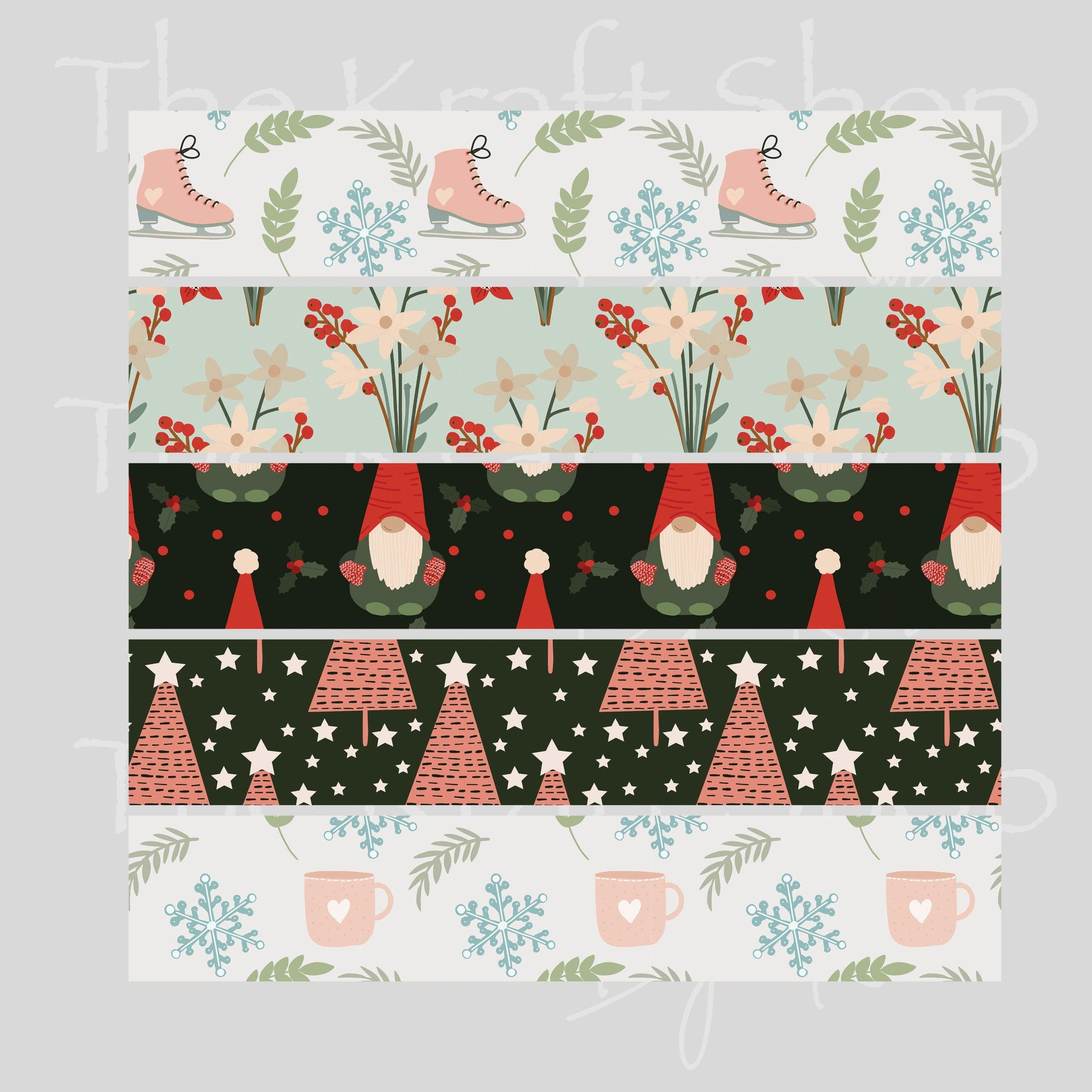 UV DTF Sticker print Gnome neutral Christmas bands mixed media bundle of band decals Element sheet 10x10 decal #7535