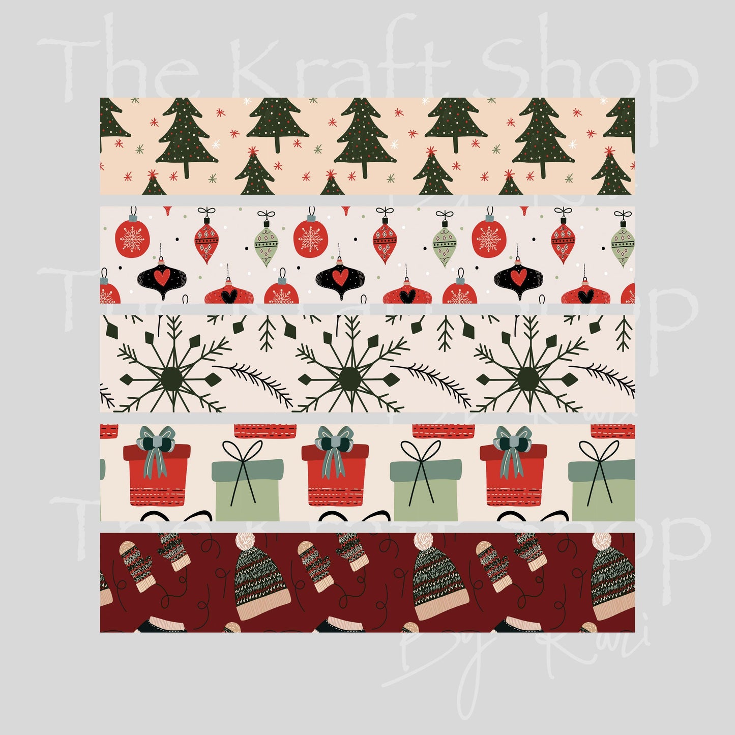 UV DTF Sticker print Neutral Christmas bands mixed media bundle of band decals Element sheet 10x10 decal #7536