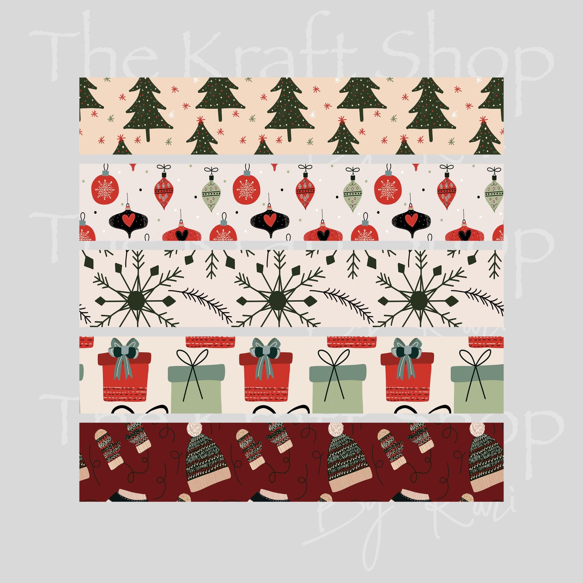 UV DTF Sticker print Neutral Christmas bands mixed media bundle of band decals Element sheet 10x10 decal #7536