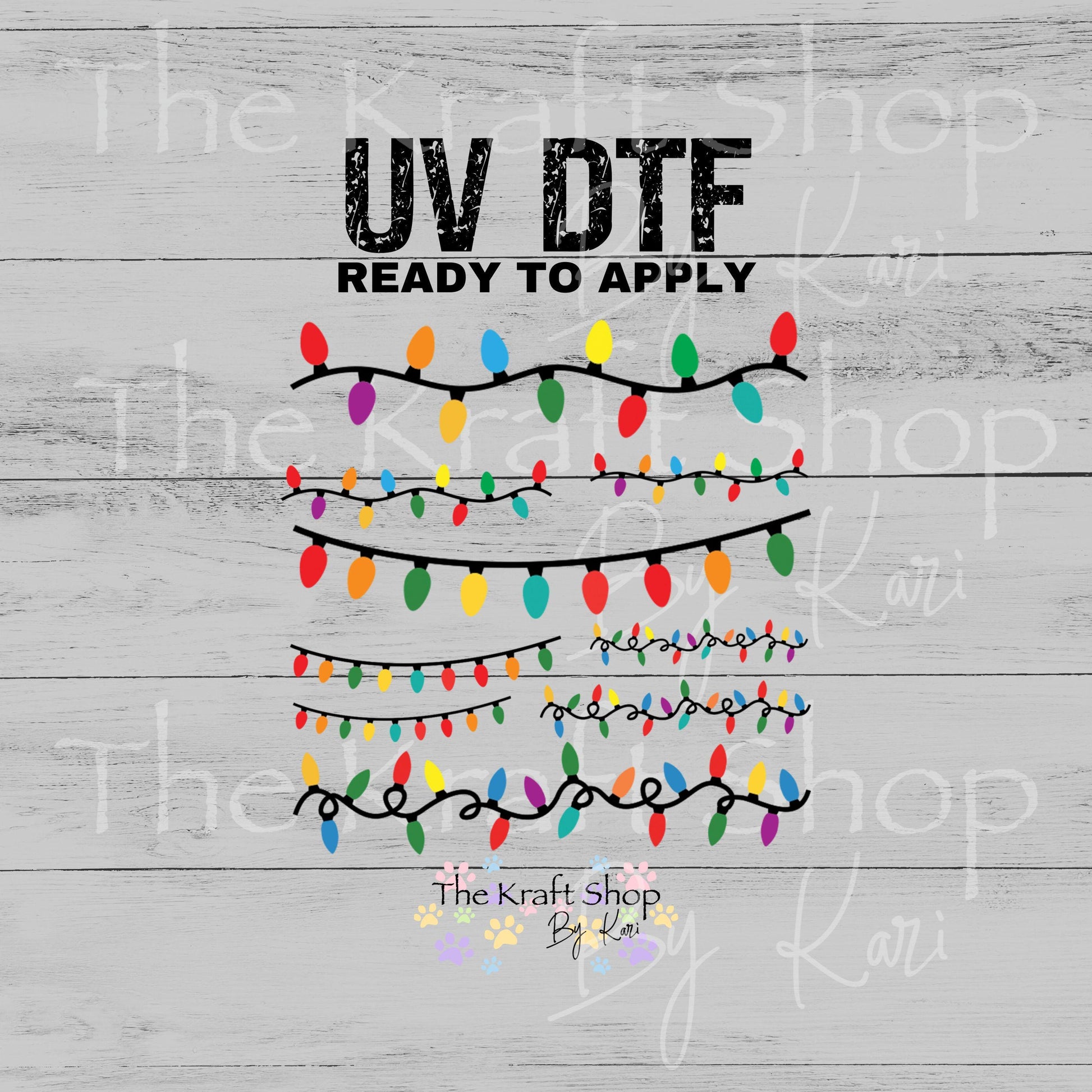UV DTF Sticker print Christmas light elements mixed media bundle of decals Element sheet 10x10 decal #7574