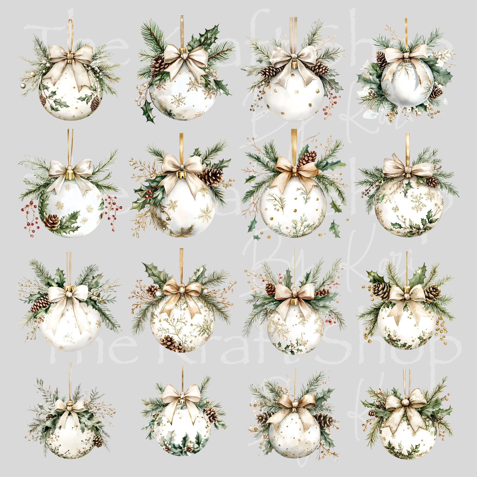 UV DTF Sticker print Rustic Ornaments Christmas mixed media bundle of decals Element sheet 10x10 or 8x8 decal #7577