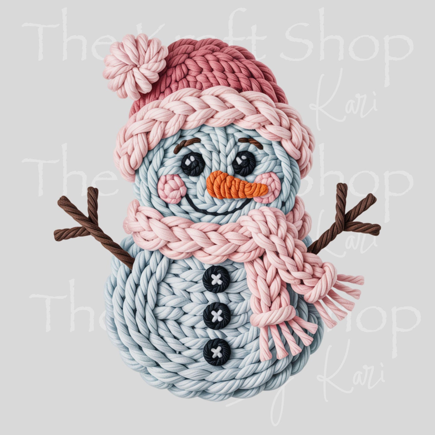 UV DTF Sticker print Yarn snowman crochet look Christmas decal #7529