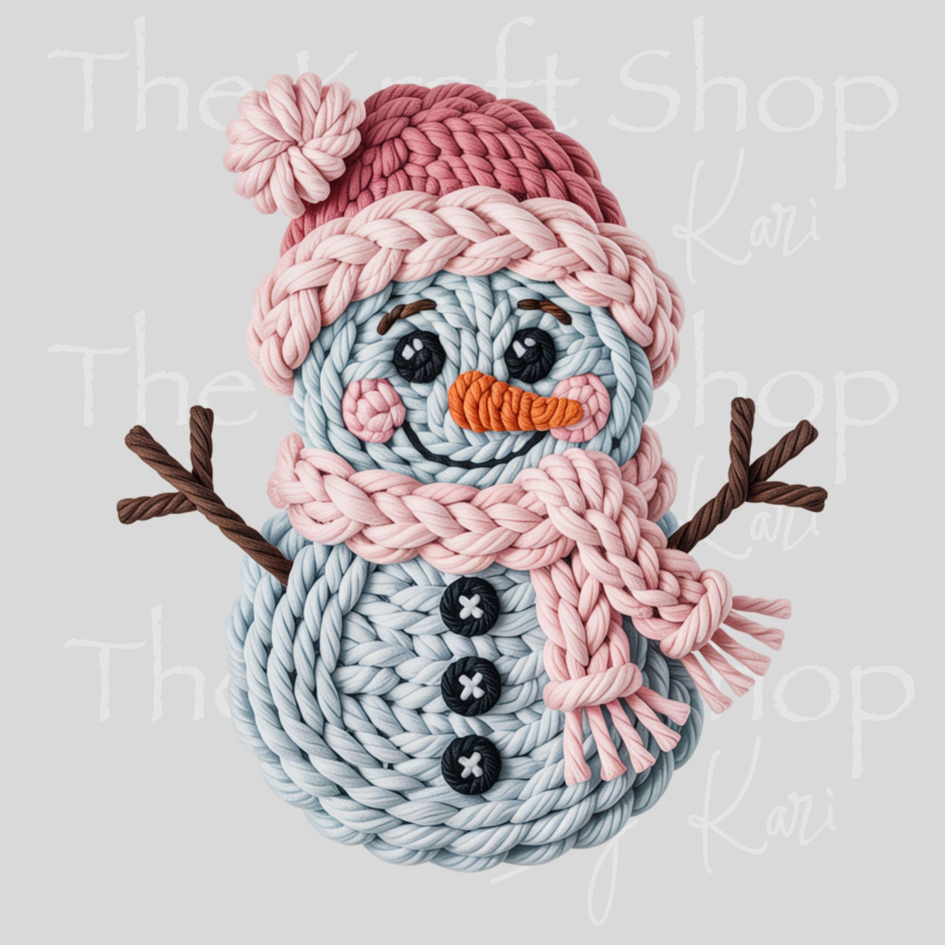 UV DTF Sticker print Yarn snowman crochet look Christmas decal #7529