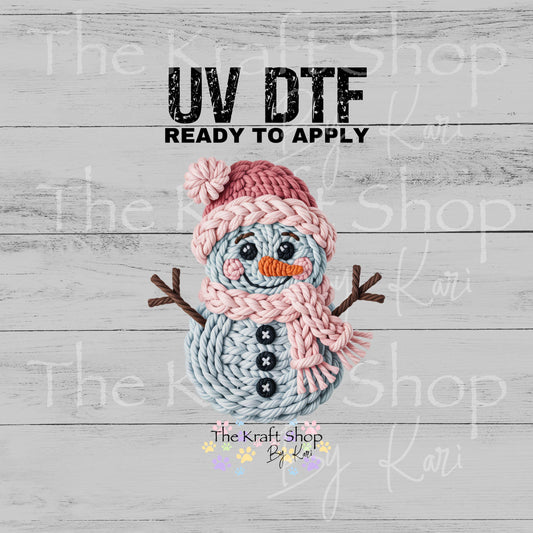 UV DTF Sticker print Yarn snowman crochet look Christmas decal #7529