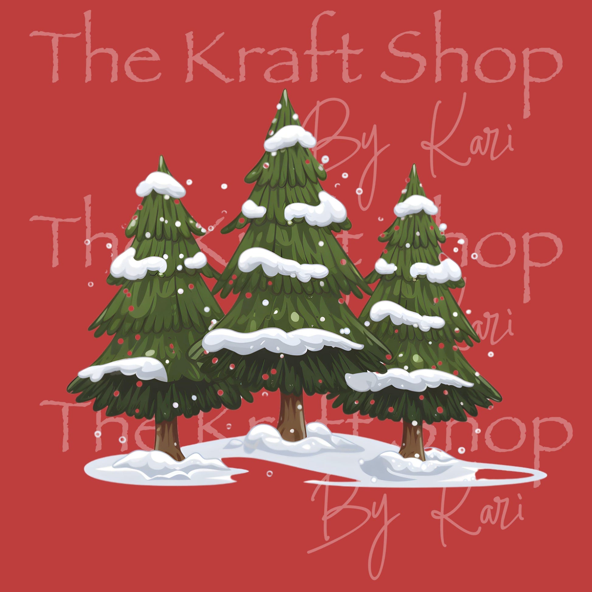 UV DTF Sticker print Snowy trees Christmas decal #7535