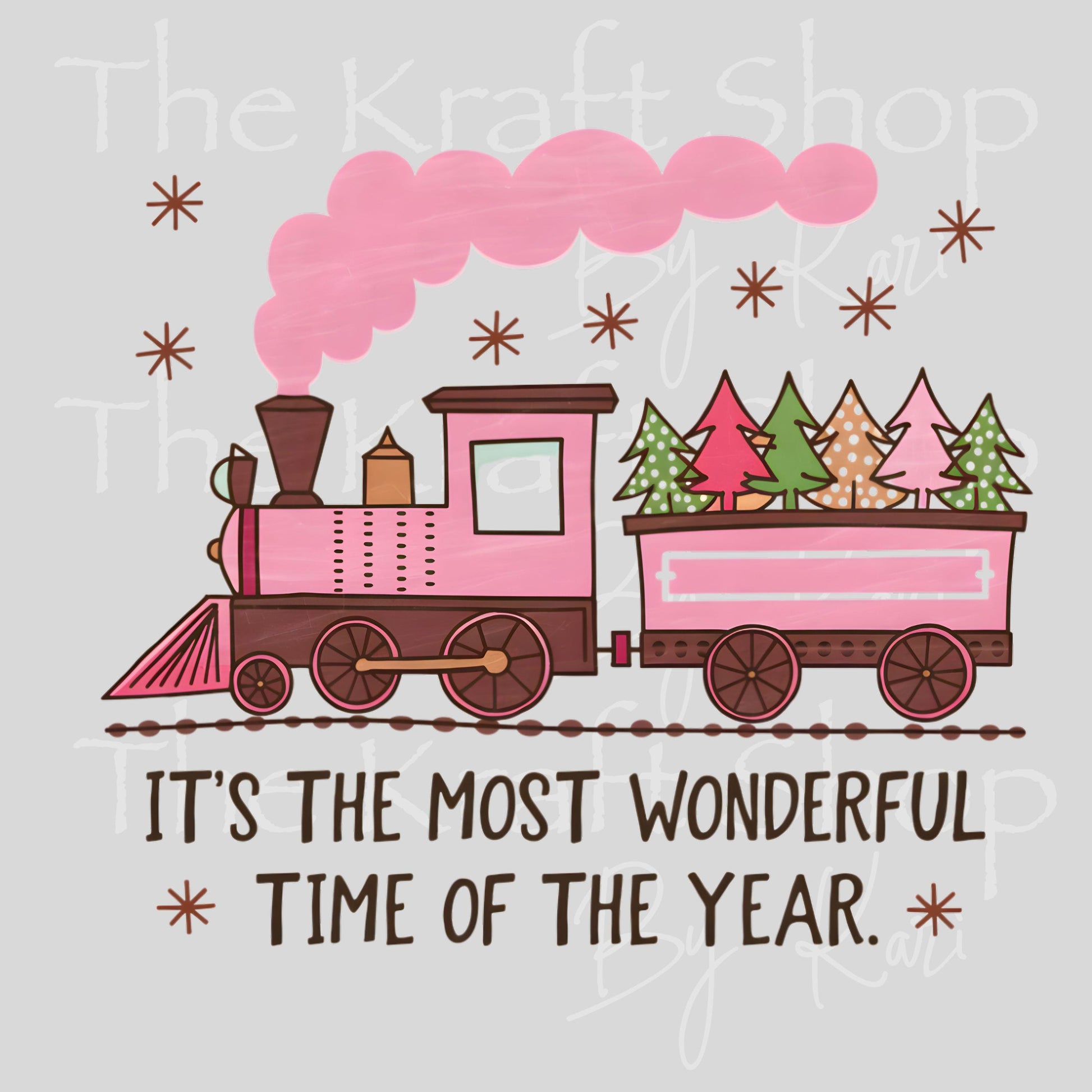UV DTF Sticker print Pink train it's the most wonderful time of the year Christmas decal #7539