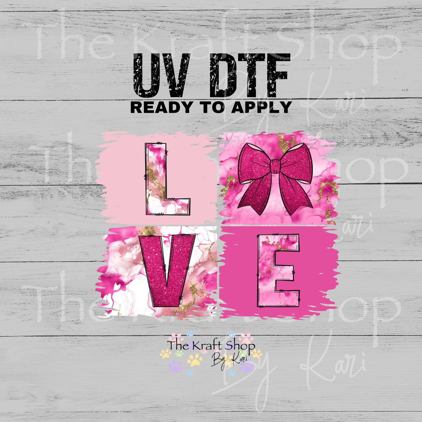 UV DTF Sticker print Valentines Love Bow Brush Stroke Valentine's Day decal #7584