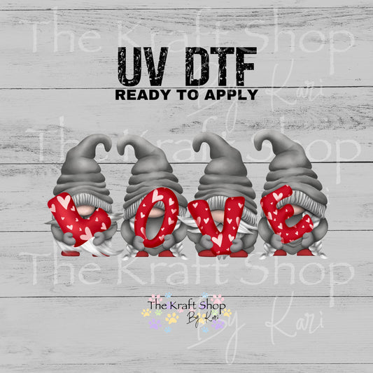 UV DTF Sticker print Love grey gnomes Valentine's Day decal #7592