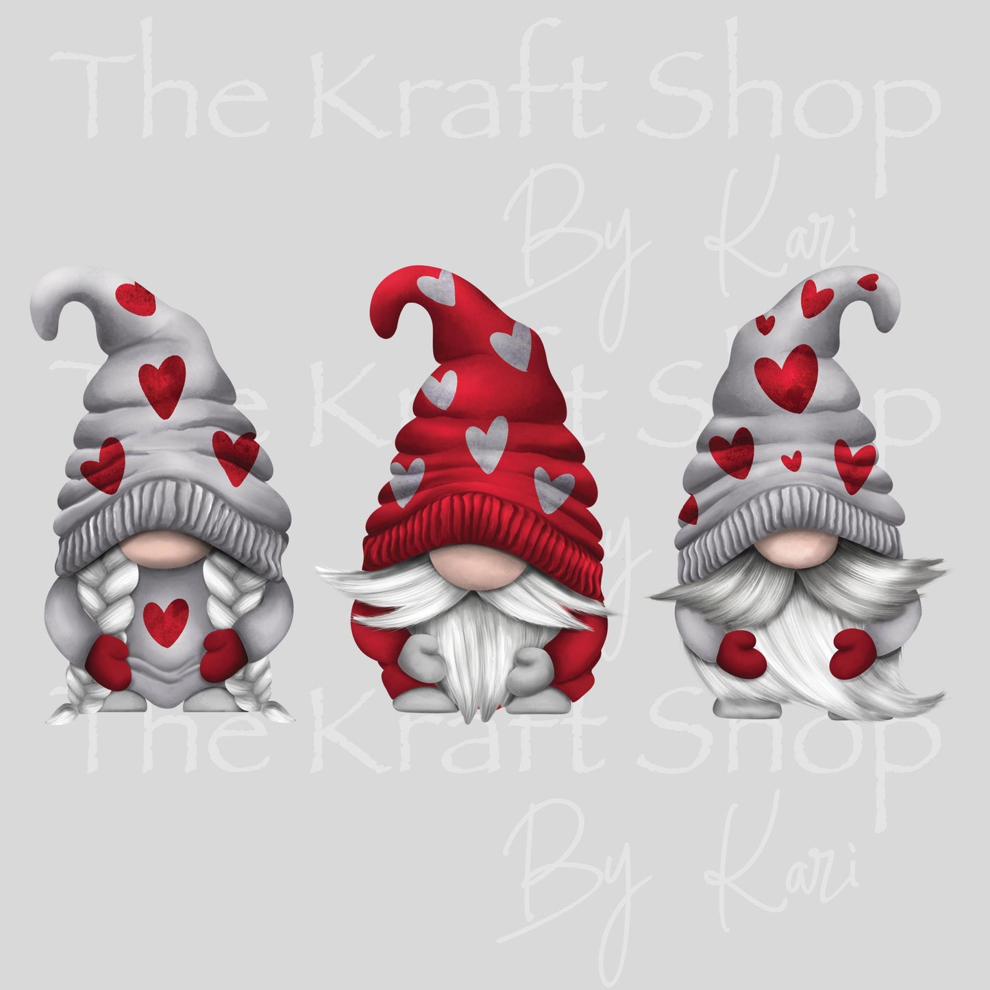 UV DTF Sticker prints. Grey pink black Gnomes Valentines decals 3 pk, permanent sticker.#7604