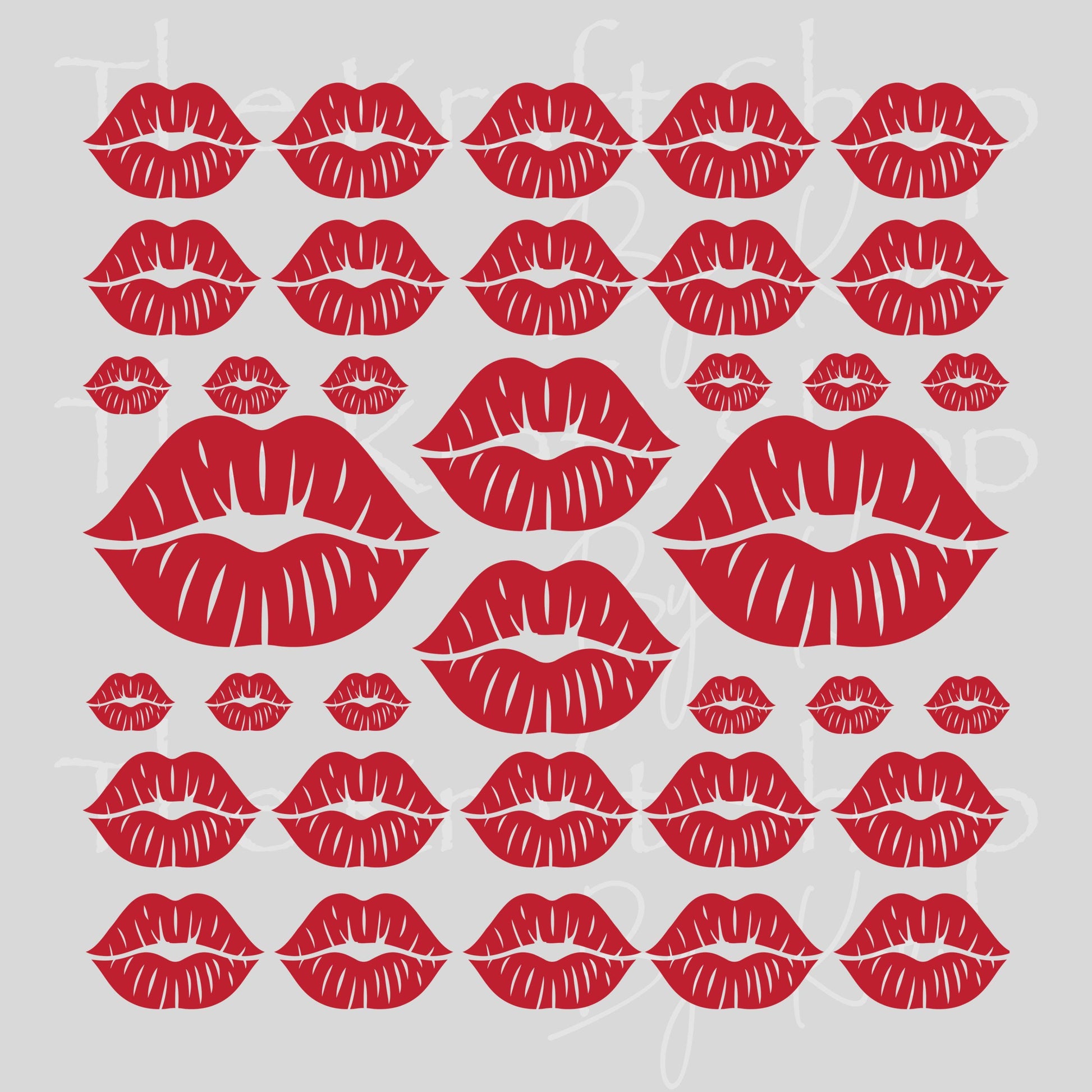 UV DTF Sticker print Red lips Valentine's Day mixed media Element sheet 8x8 decal #7612