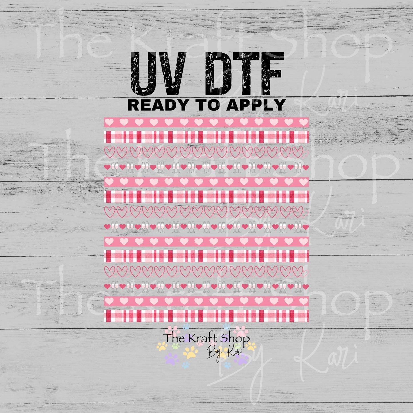 UV DTF Sticker print Valentine borders Valentine's Day mixed media bundle of decals Element sheet 10x10 decal #7615