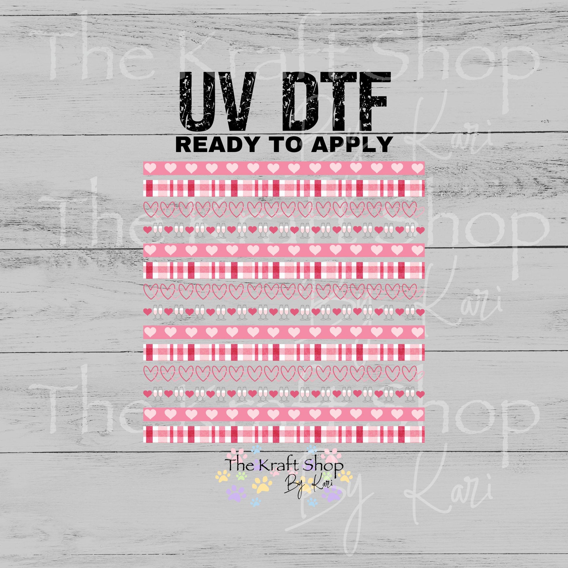 UV DTF Sticker print Valentine borders Valentine's Day mixed media bundle of decals Element sheet 10x10 decal #7615