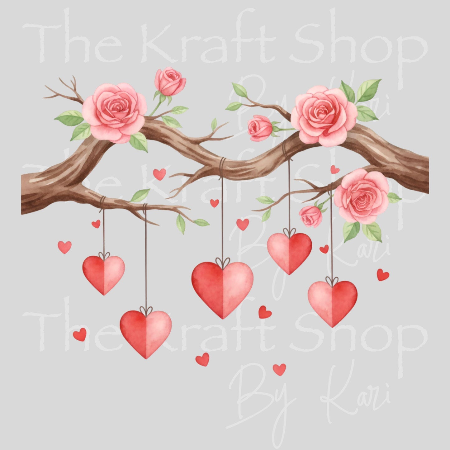 UV DTF Sticker print Valentine Heart Branch Valentine's Day decal #7616