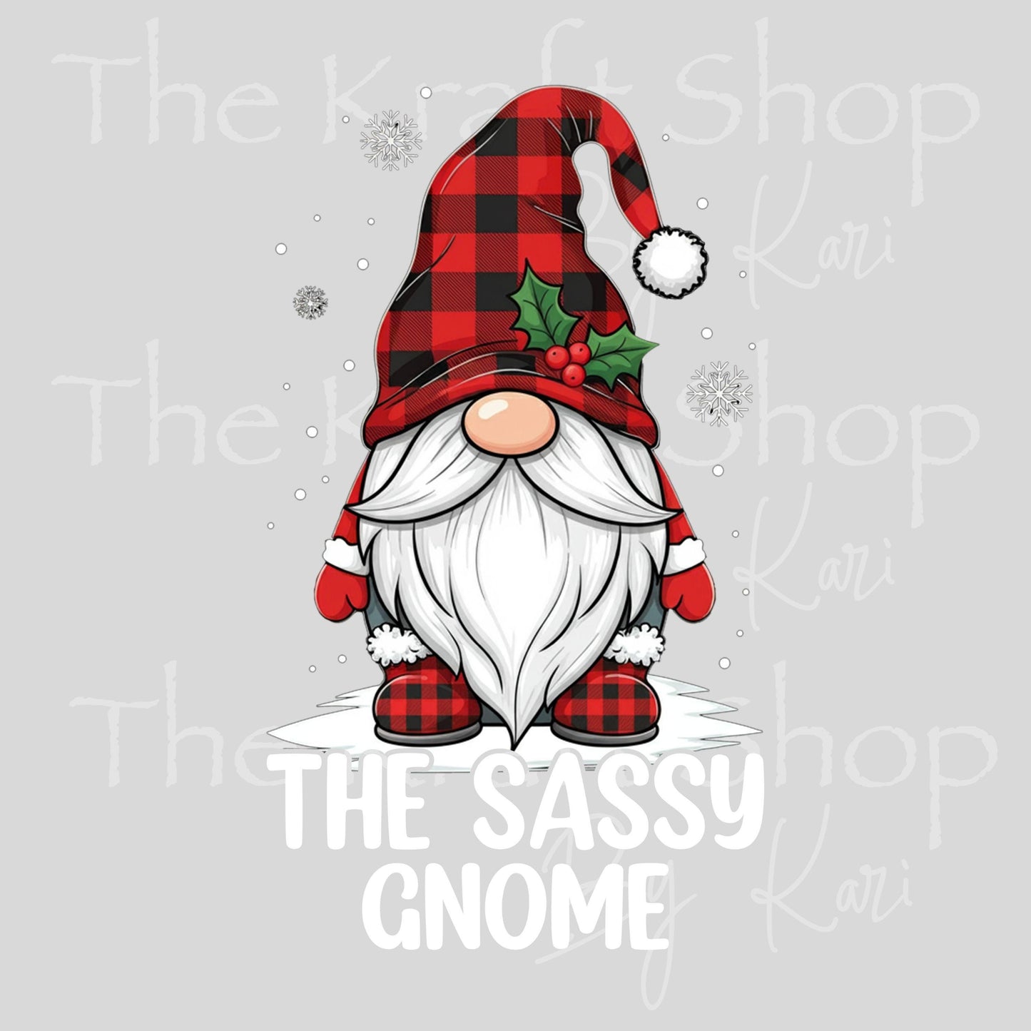 UV DTF Sticker prints. The Sassy Gnome Buffalo Check clothes decal, permanent sticker. #7550
