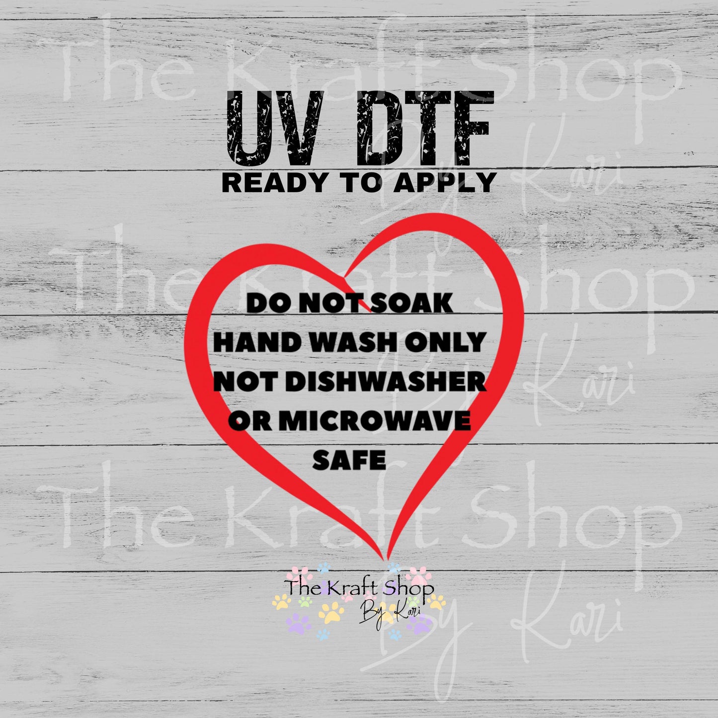 UV DTF Ready to apply Sticker print. Tumbler care hearts sticker decal, tumbler decal, permanent sticker. Care sticker for tumbler. #4585