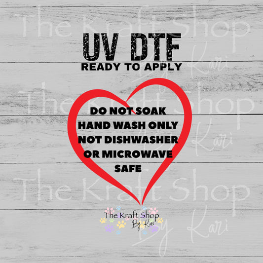 UV DTF Ready to apply Sticker print. Tumbler care hearts sticker decal, tumbler decal, permanent sticker. Care sticker for tumbler. #4585