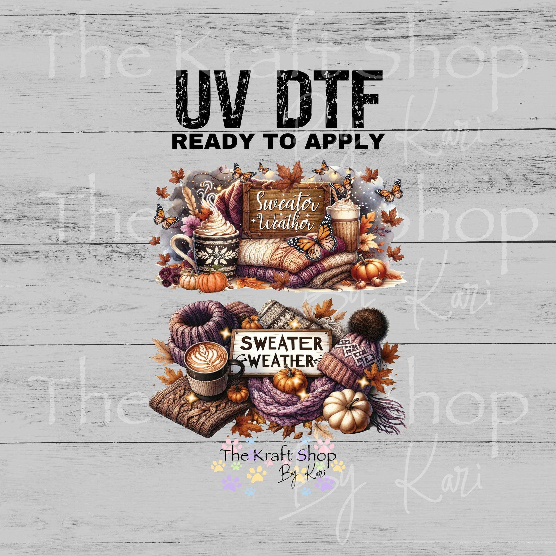 UV DTF Sticker print. Sweater Weather 2pk Wrap decal Glass can wrap. #7563