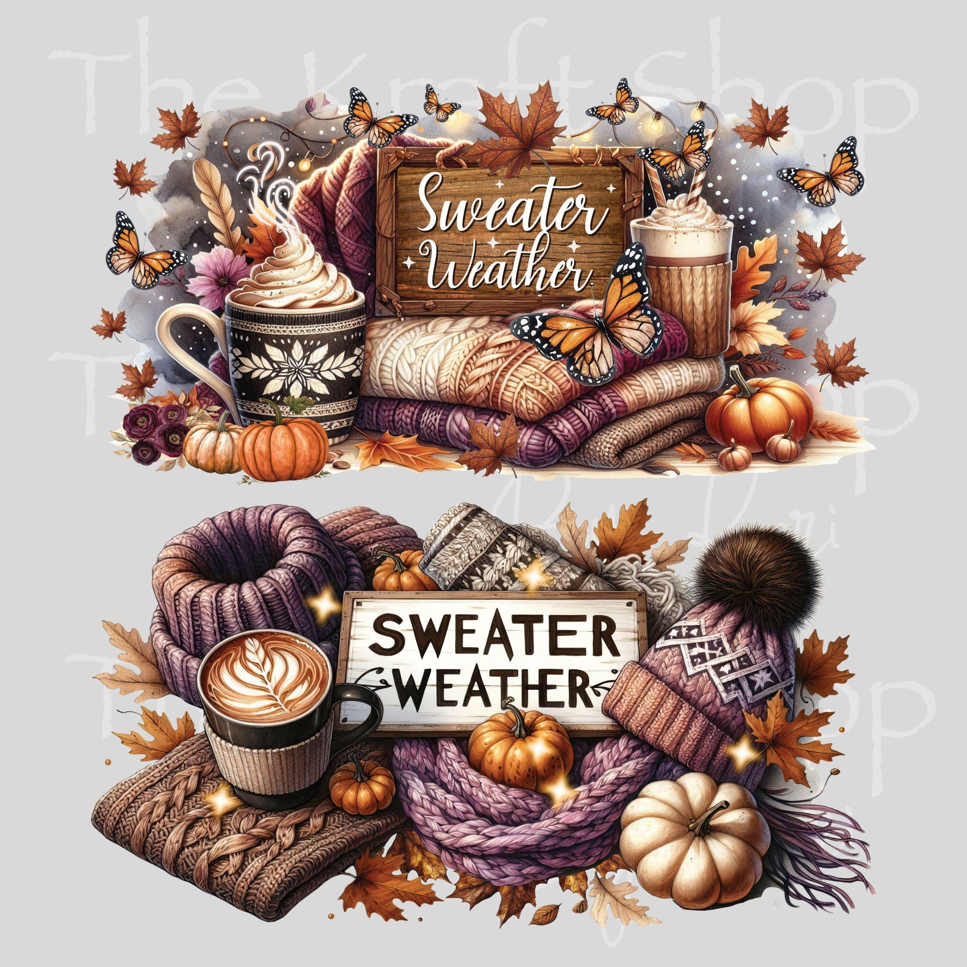 UV DTF Sticker print. Sweater Weather 2pk Wrap decal Glass can wrap. #7563