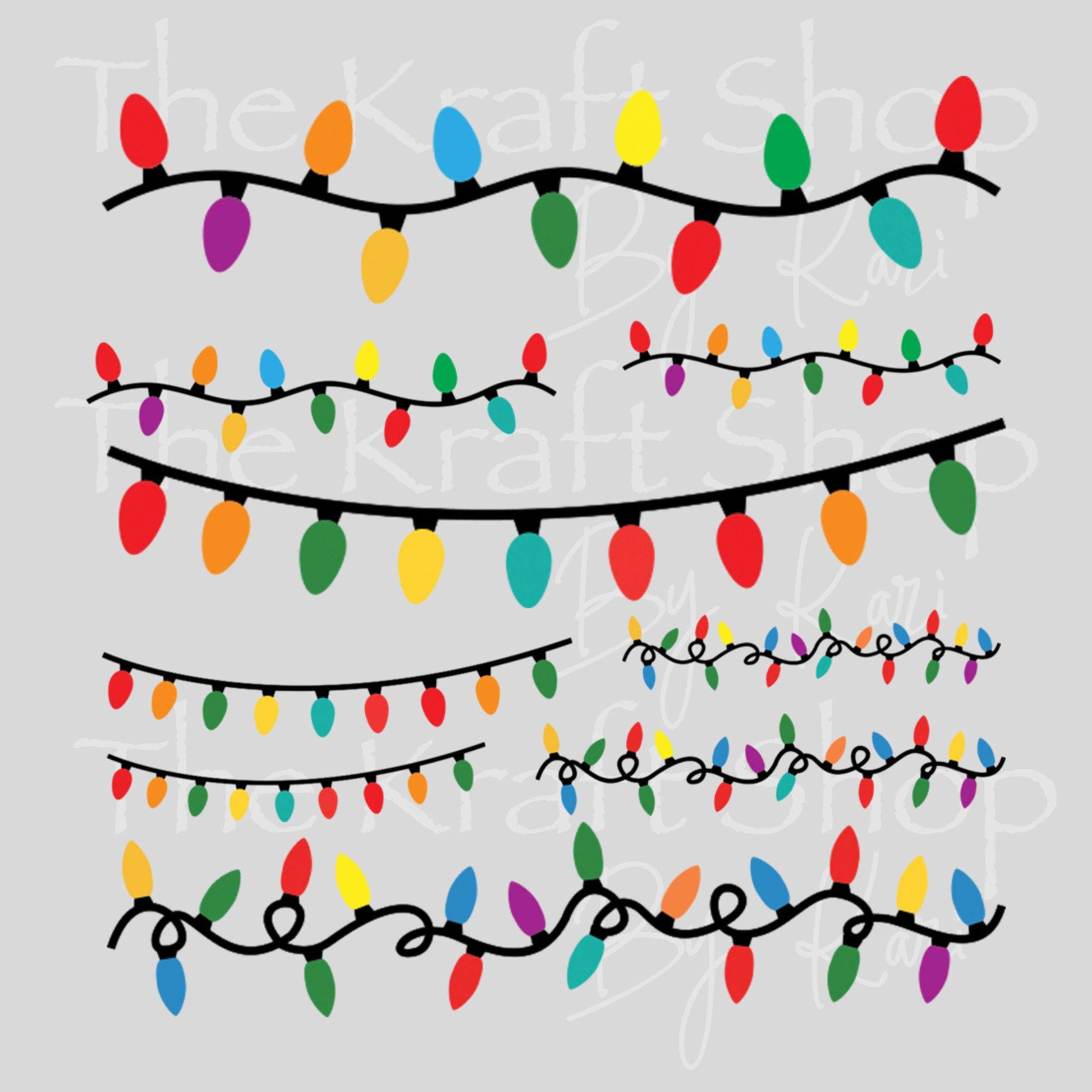 UV DTF Sticker print Christmas light elements mixed media bundle of decals Element sheet 10x10 decal #7574