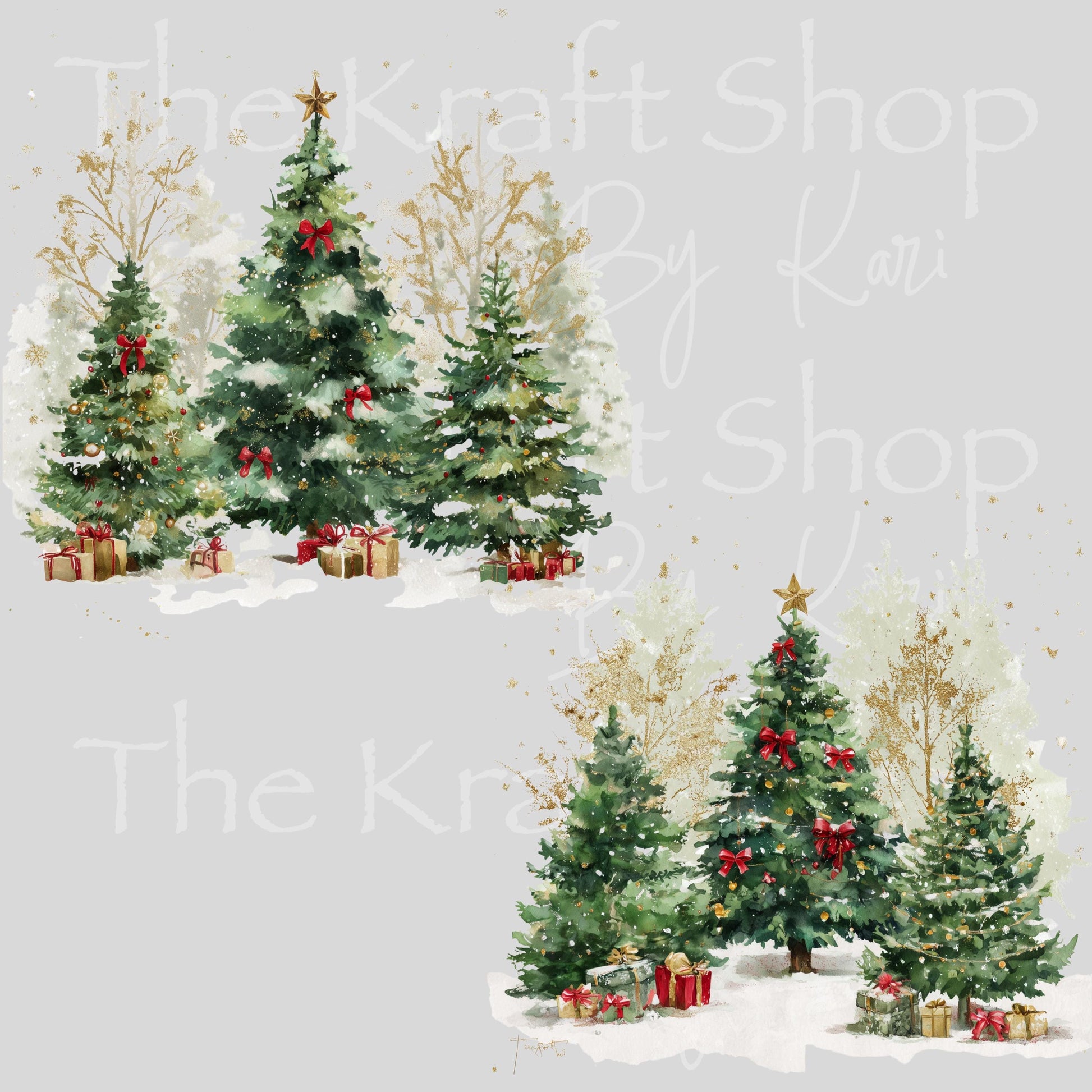 UV DTF Sticker print Watercolor trio of trees 2pk decals, tumbler decal, permanent sticker.#7577