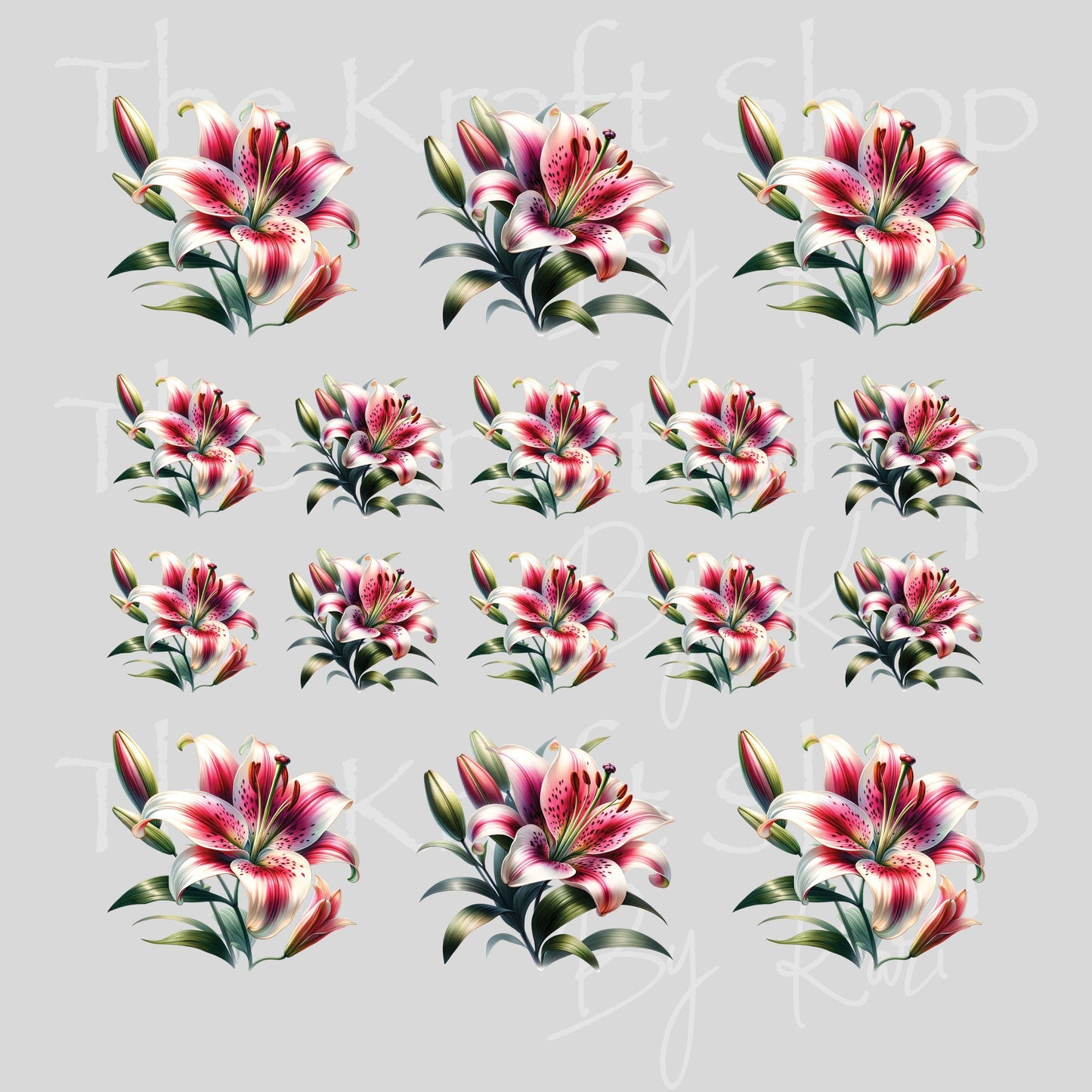 UV DTF Sticker print Lily Element sheet Mixed Media decal #10360