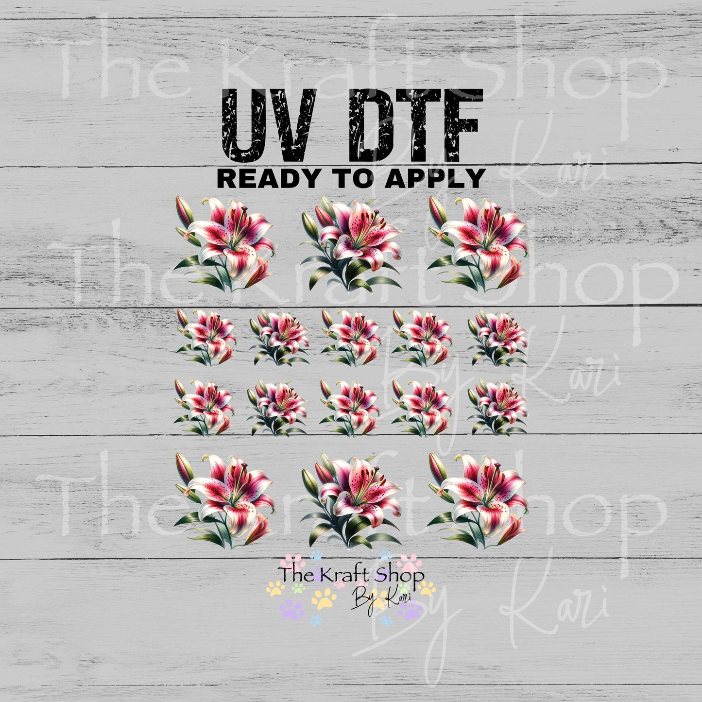 UV DTF Sticker print Lily Element sheet Mixed Media decal #10360