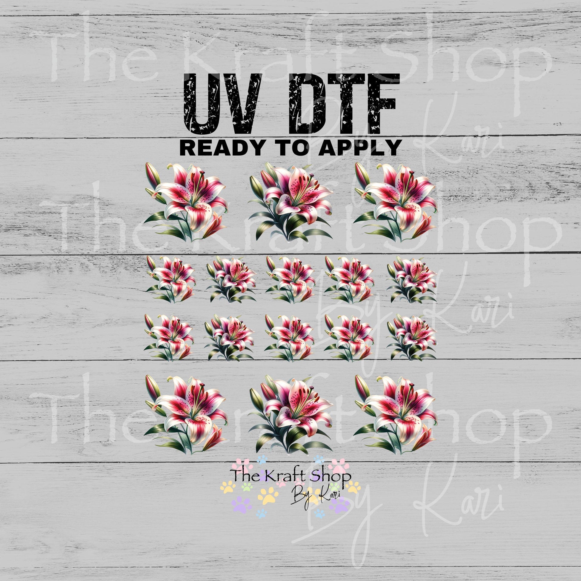 UV DTF Sticker print Lily Element sheet Mixed Media decal #10360