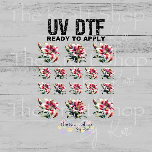 UV DTF Sticker print Lily Element sheet Mixed Media decal #10360
