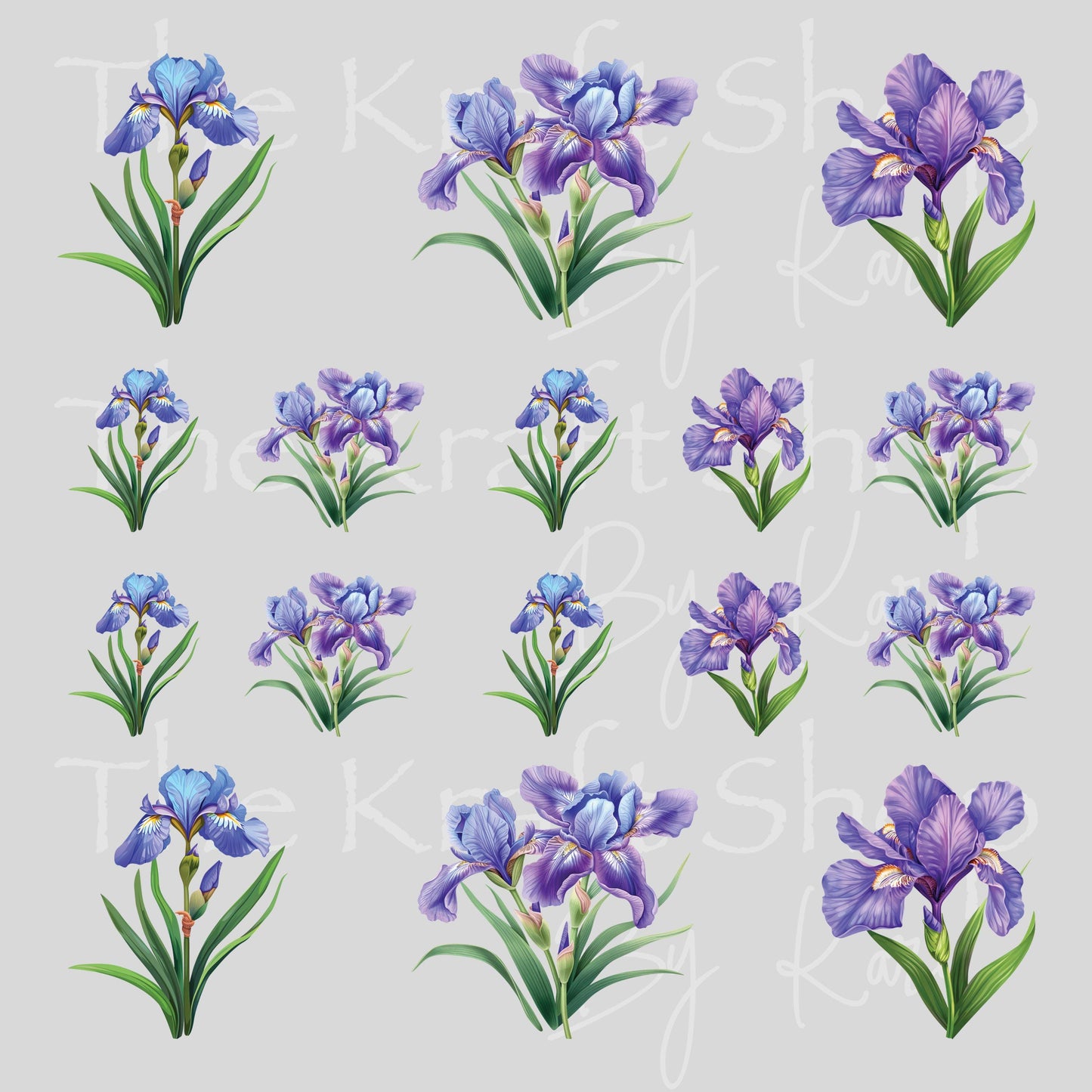 UV DTF Sticker print Purple Iris Element sheet Mixed Media decal #10361