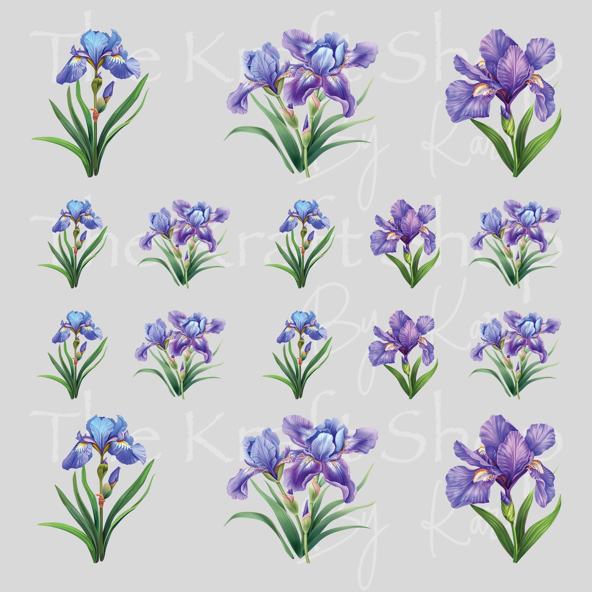 UV DTF Sticker print Purple Iris Element sheet Mixed Media decal #10361