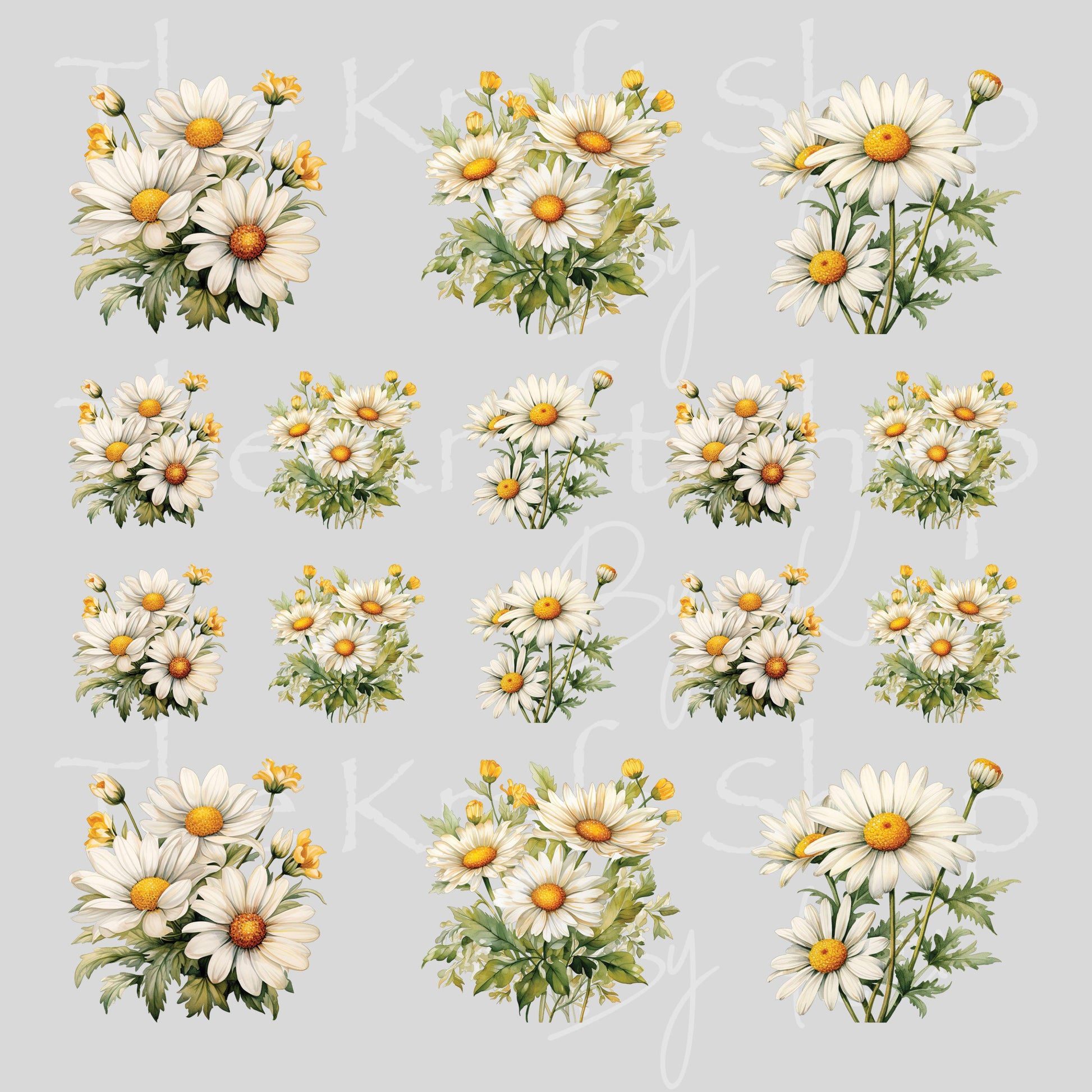 UV DTF Sticker print Daisy Element sheet Mixed Media decal #10367