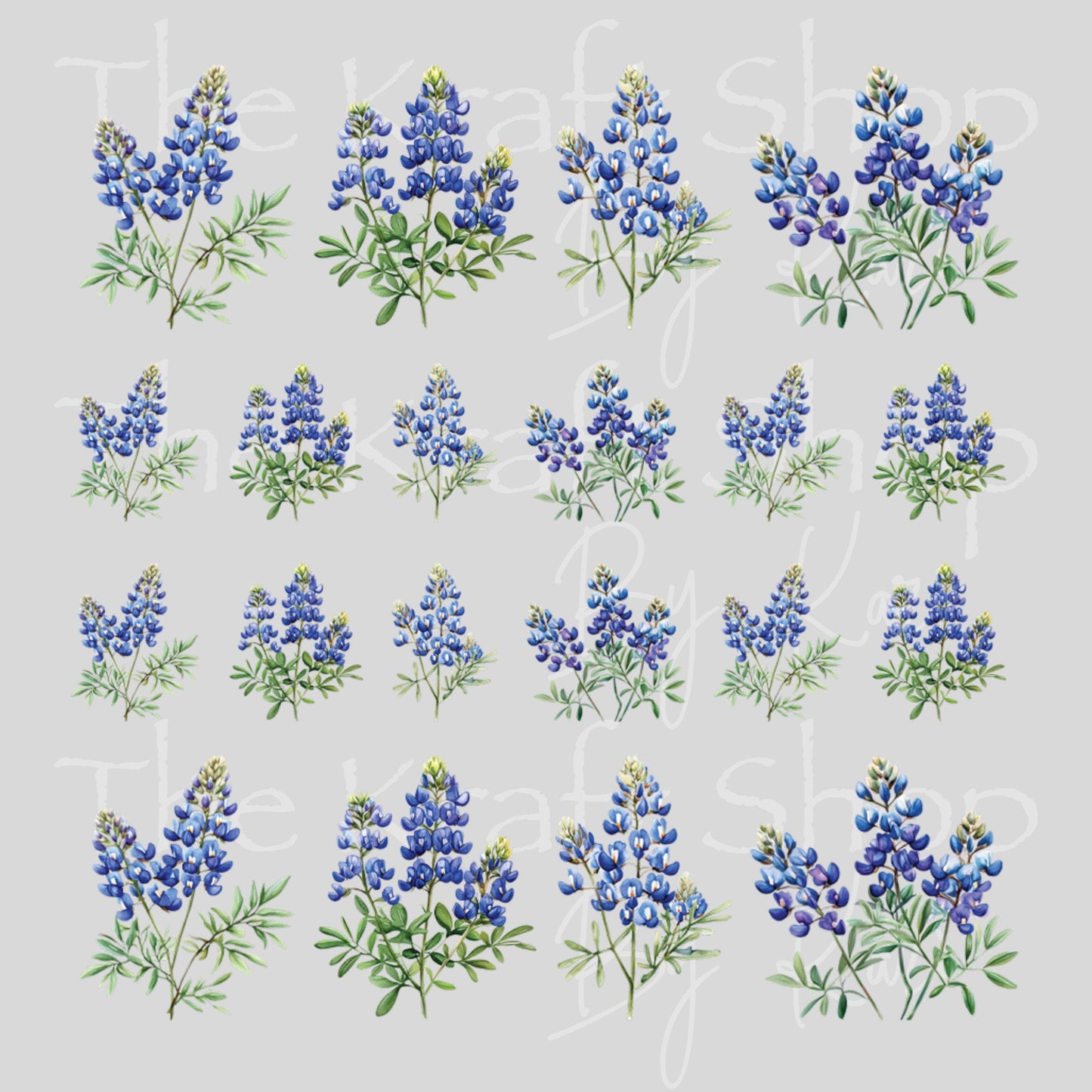 UV DTF Sticker print Blue Bonnet Element sheet Mixed Media decal #10369