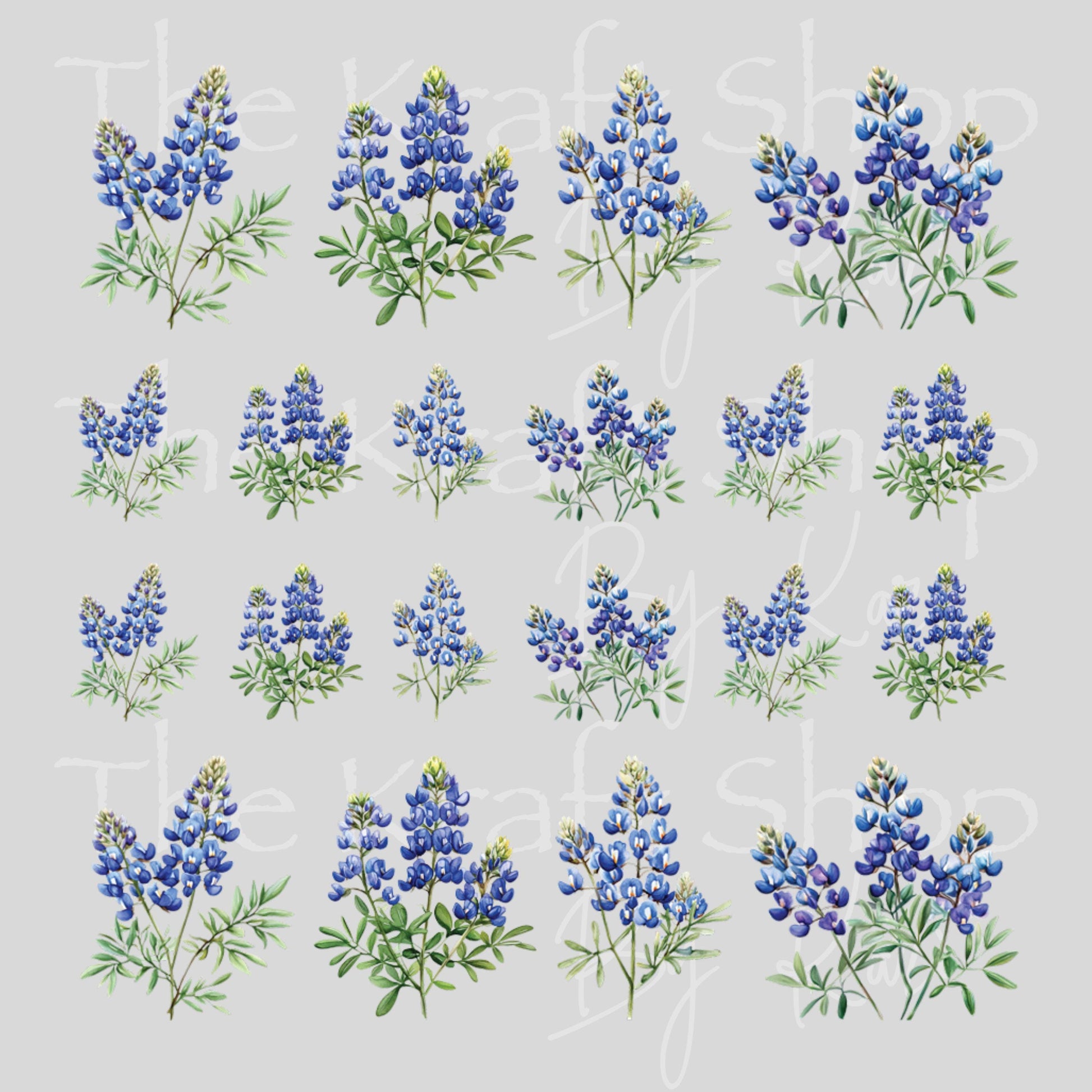 UV DTF Sticker print Blue Bonnet Element sheet Mixed Media decal #10369