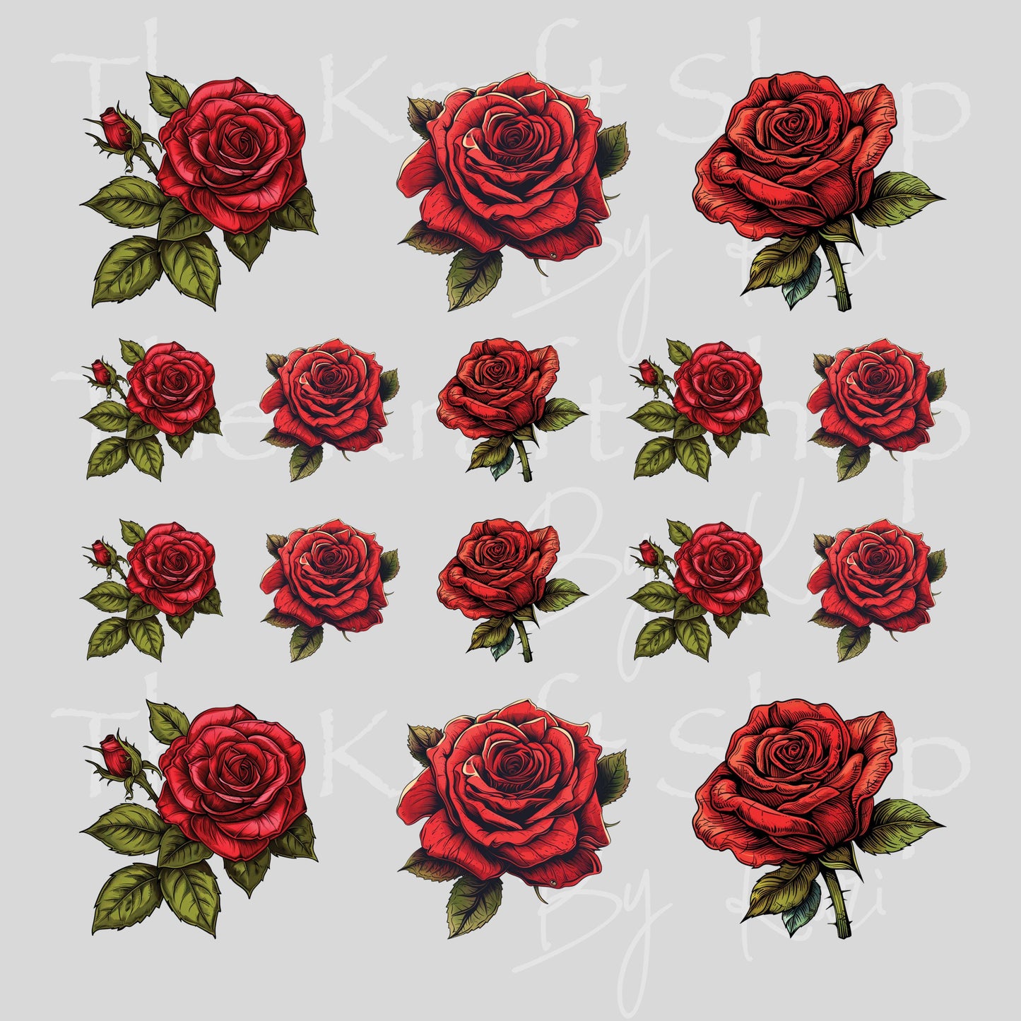 UV DTF Sticker print Roses Element sheet Mixed Media decal #10370