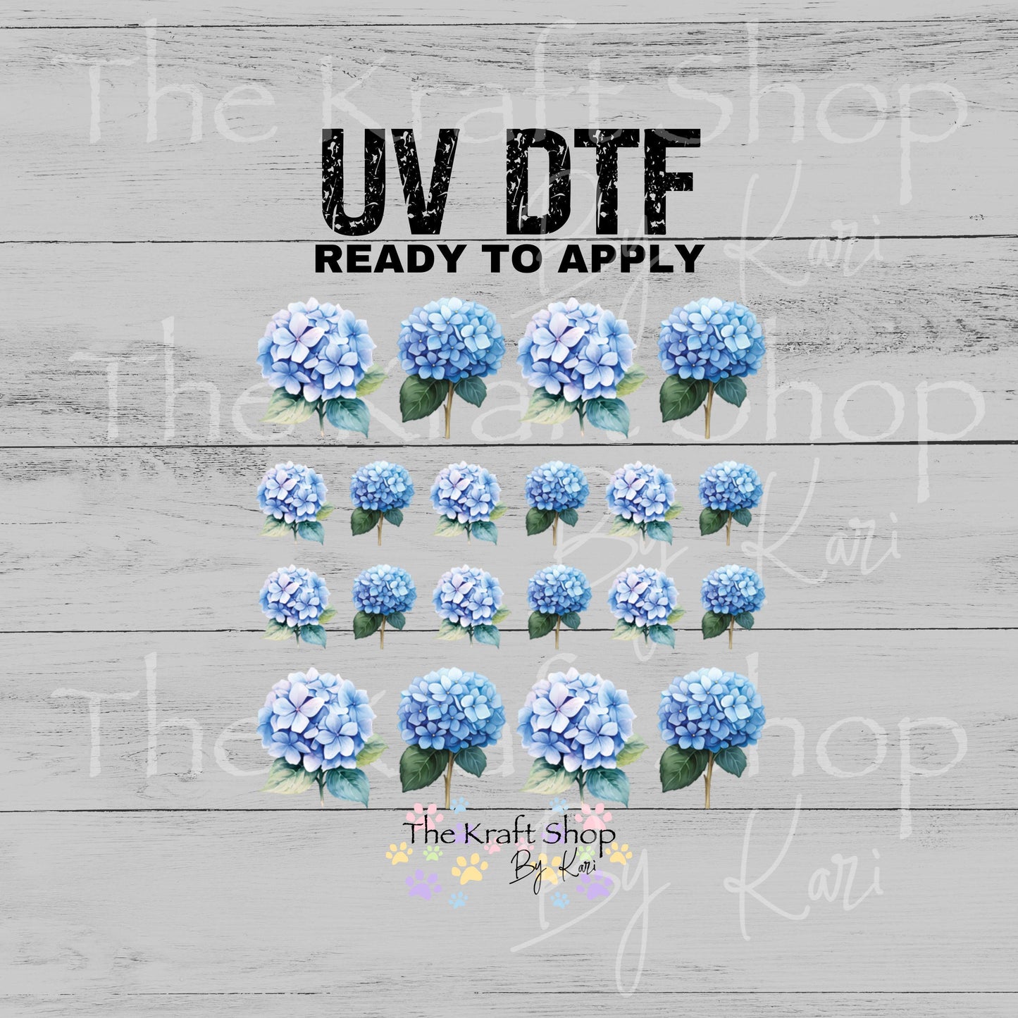 UV DTF Sticker print Hydrangea Element sheet Mixed Media decal #10371