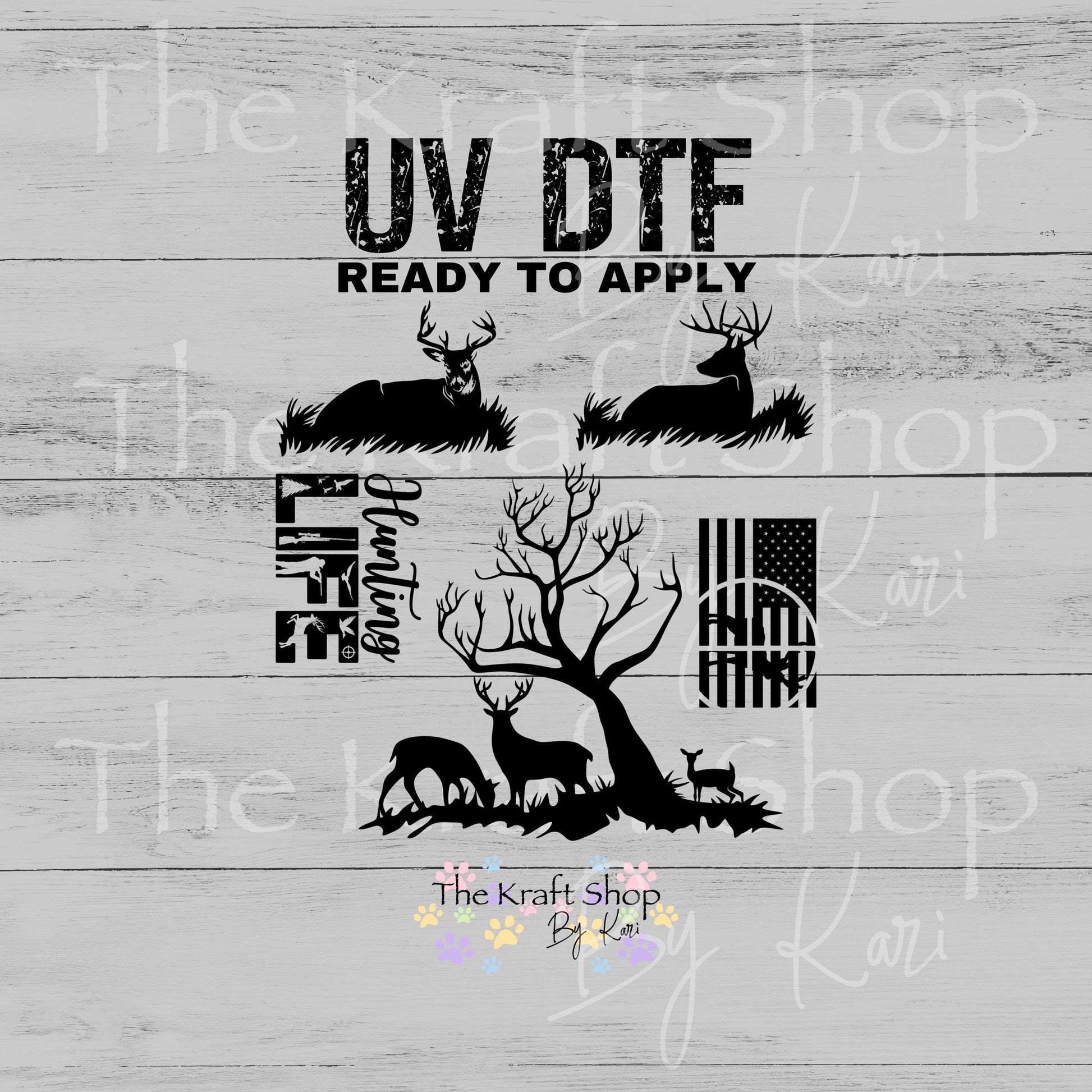 UV DTF Sticker print Hunting Life mixed media bundle of decals Element sheet 10x10 decal #10374