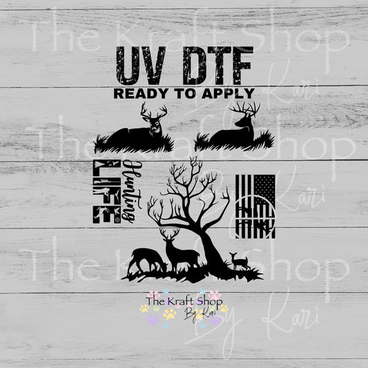 UV DTF Sticker print Hunting Life mixed media bundle of decals Element sheet 10x10 decal #10374