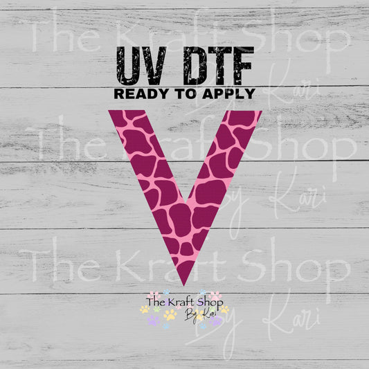 UV DTF Sticker print. Pink Cow Spot vsplit helper tumbler decal. #10377