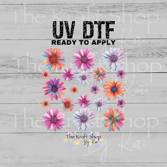UV DTF Sticker print Pastel Daisy Element sheet Mixed Media decal #10376