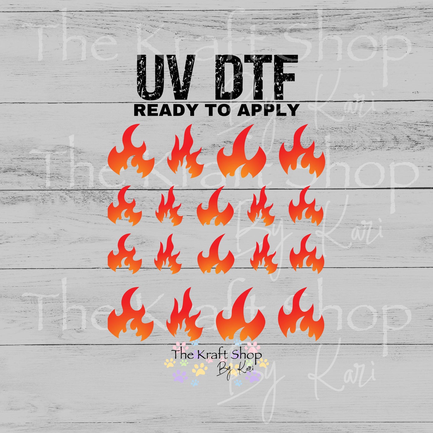 UV DTF Sticker print Flame element fire decals mixed media Element sheet 8x8 decal #10379