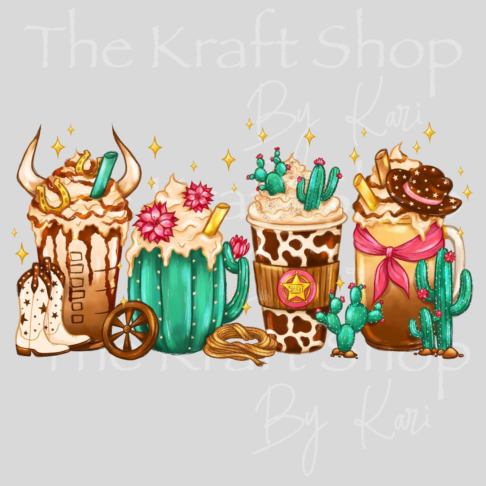 UV DTF Sticker print. Cowgirl coffee country western Wrap decals tumbler decal. Glass can wrap. #5482