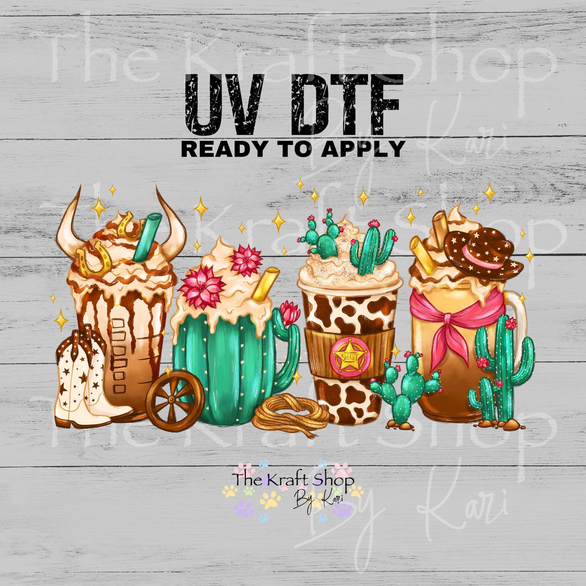 UV DTF Sticker print. Cowgirl coffee country western Wrap decals tumbler decal. Glass can wrap. #5482