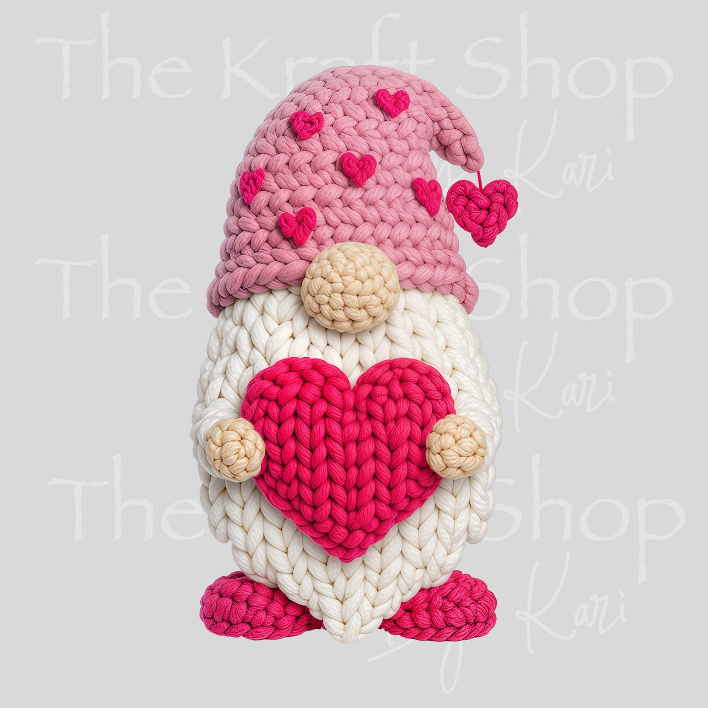UV DTF Sticker print Yarn Valentines Gnome crochet look Valentine's Day decal #7581