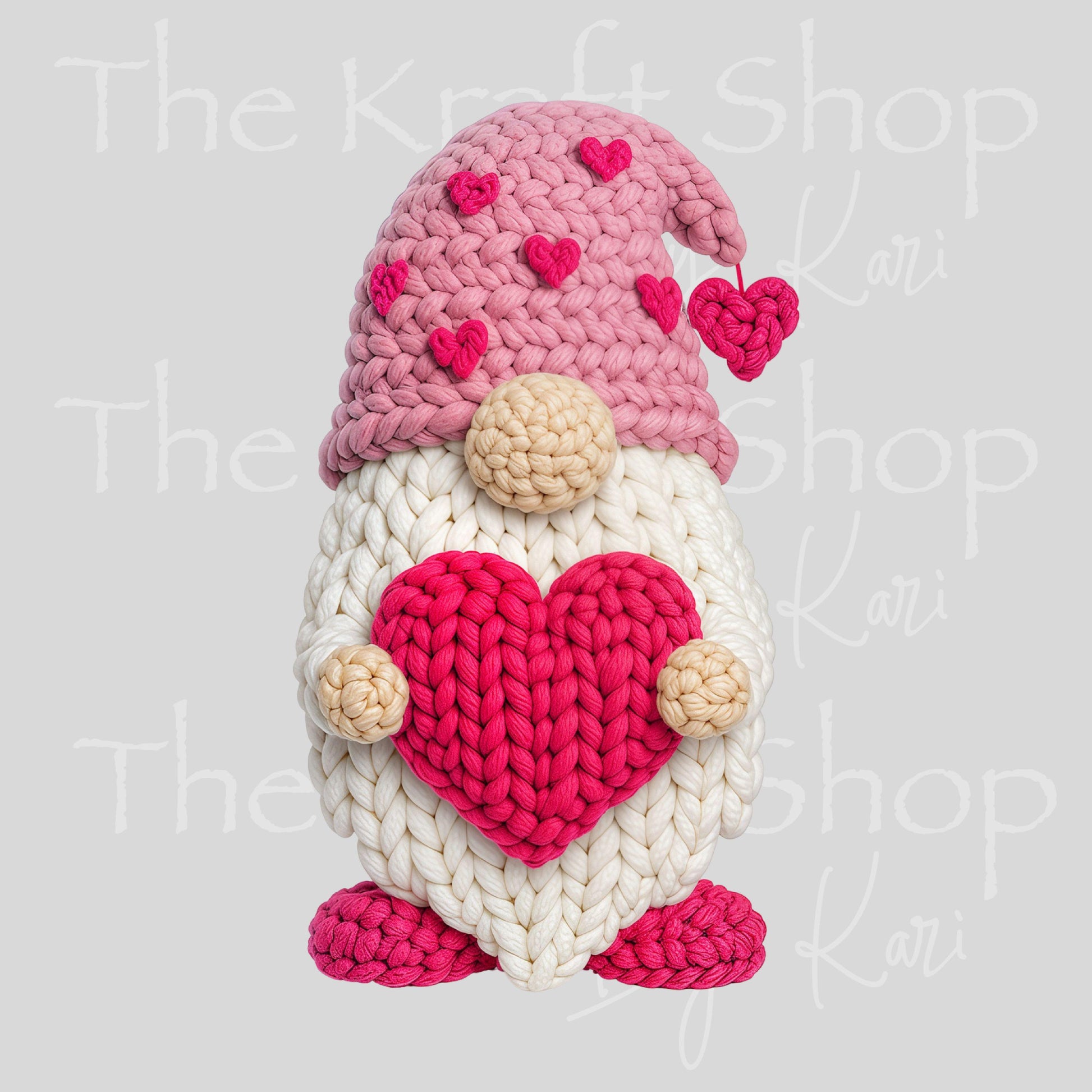 UV DTF Sticker print Yarn Valentines Gnome crochet look Valentine's Day decal #7581