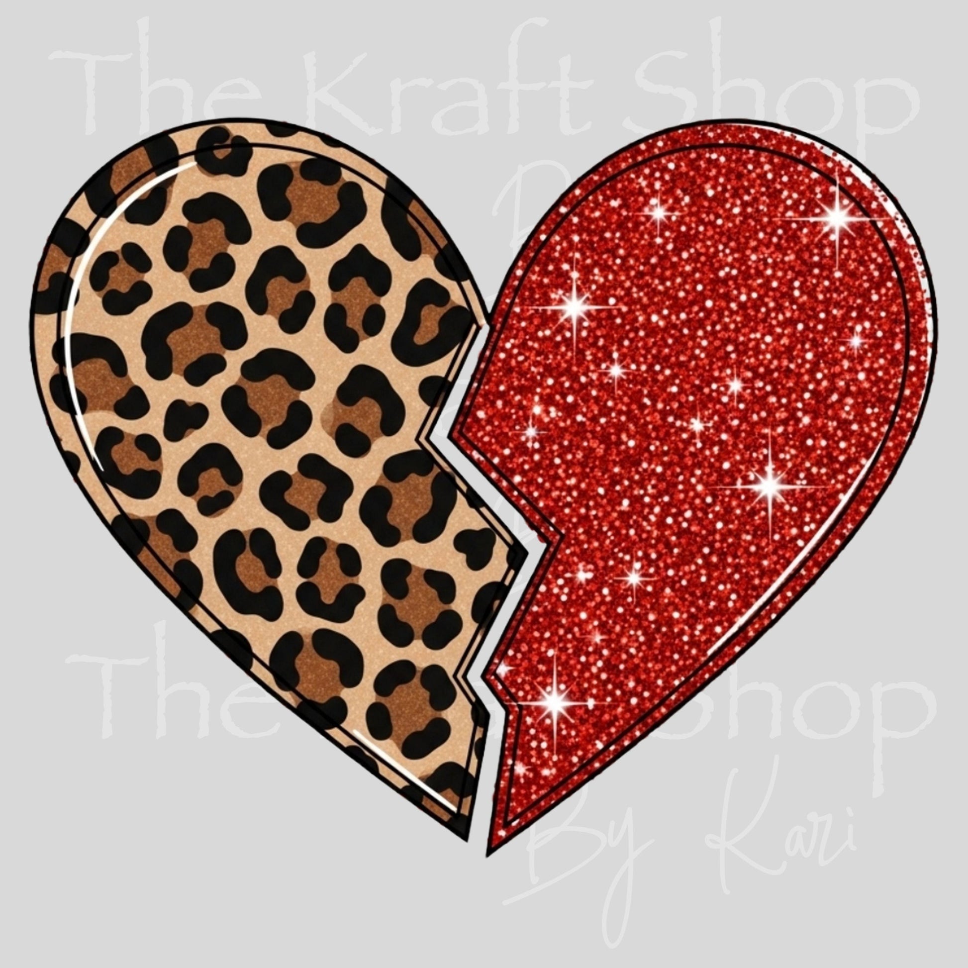 UV DTF Sticker print Leopard Heart half red Valentine's Day decal #7587