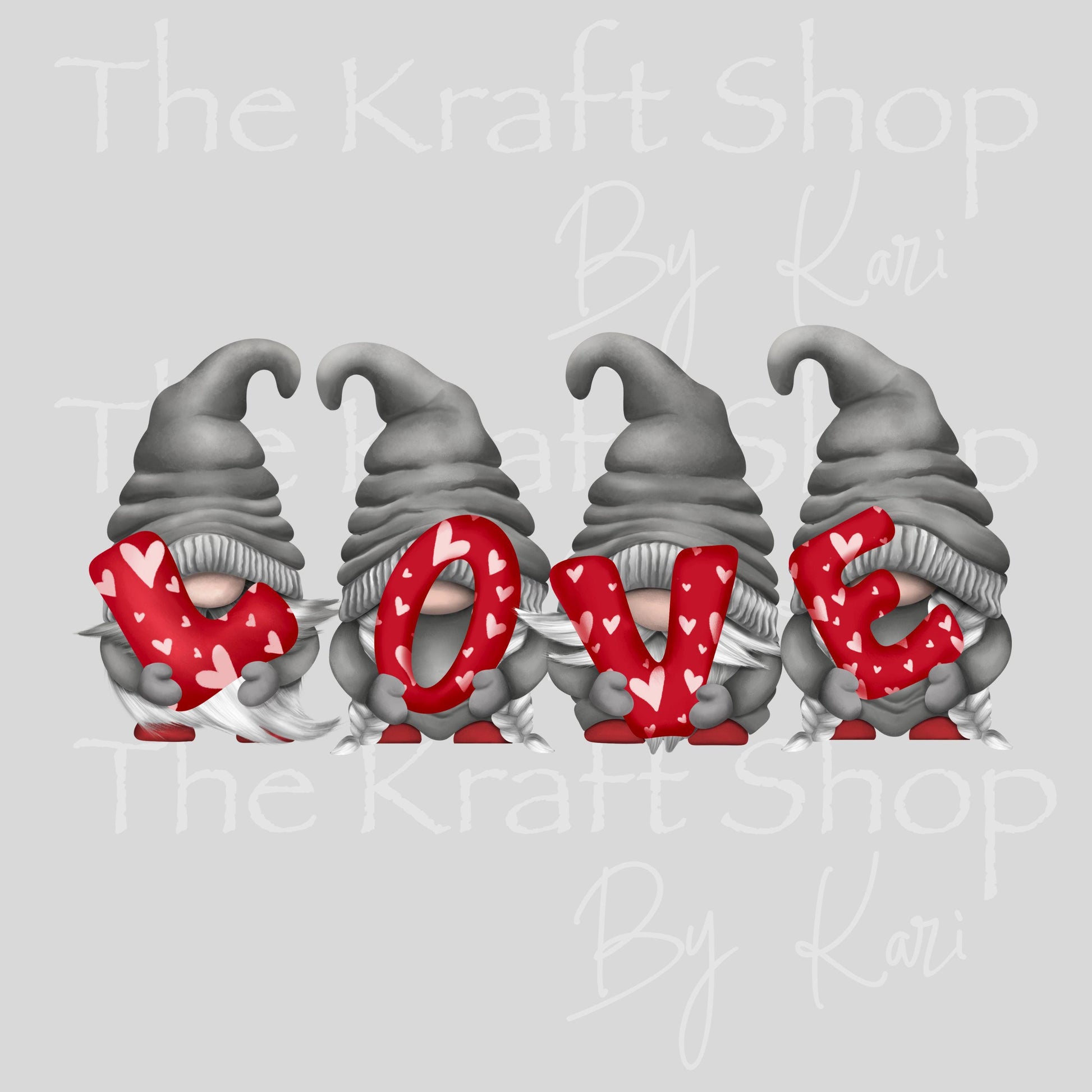 UV DTF Sticker print Love grey gnomes Valentine's Day decal #7592