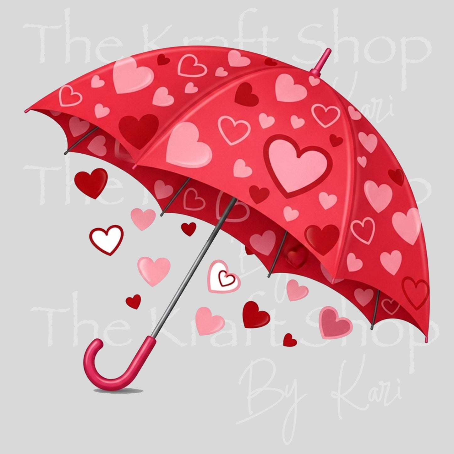UV DTF Sticker print Valentine umbrella with hearts Valentine's Day decal #7595