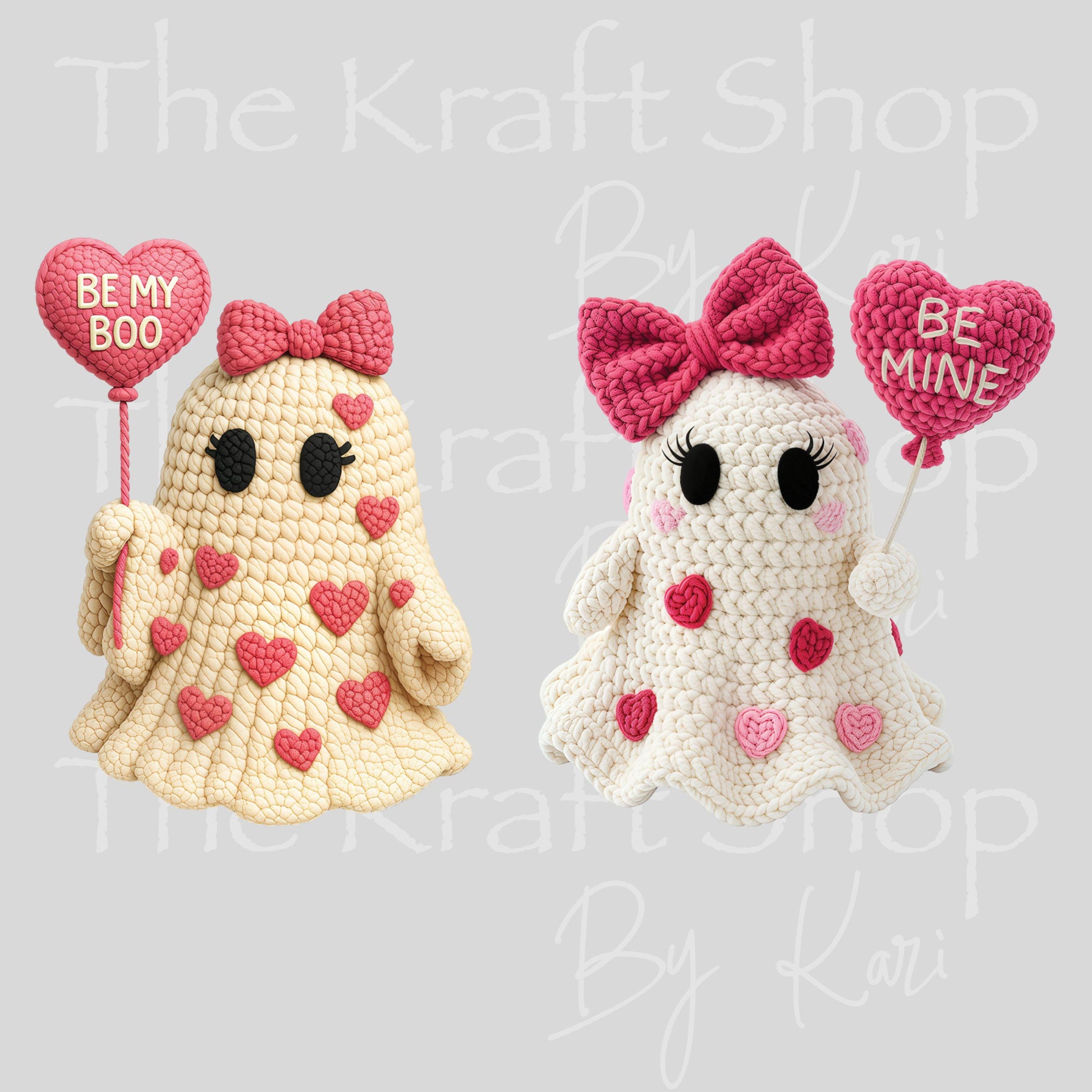 UV DTF Sticker print Be Mine Yarn Ghost Valentine's Day 2 pk decals, tumbler decal, permanent sticker. #7601