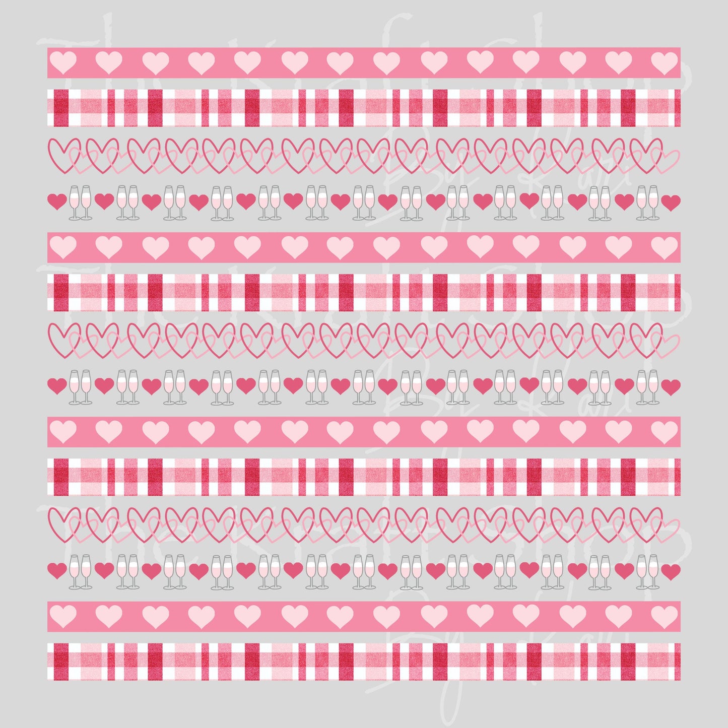 UV DTF Sticker print Valentine borders Valentine's Day mixed media bundle of decals Element sheet 10x10 decal #7615
